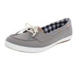 Keds Glimmer Canvas Boat Sneakers Size 7 Grey Blue Light Academia Preppy Style